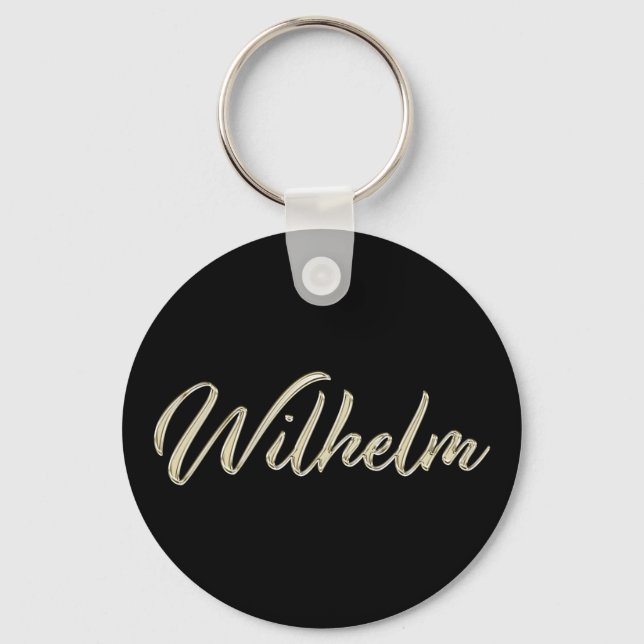 Wilhelm Name whitegold Button Schlüsselanhänger Key Ring (Front)