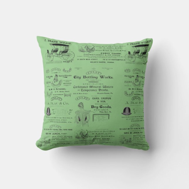 Wilkes-Barre Pennsylvania 1890's advertising  Cushion (Front)