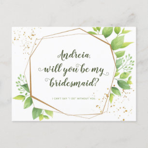 Will Be Bridesmaid Proposal Greenery Photo Collage Invitation Postcard