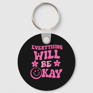 Will Be Ok Retro Groovy Mental Health Awareness 1 Key Ring