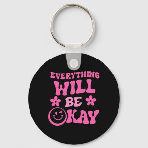 Will Be Ok Retro Groovy Mental Health Awareness Key Ring