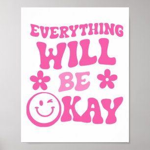 Will Be Ok Retro Groovy Mental Health Awareness  Poster
