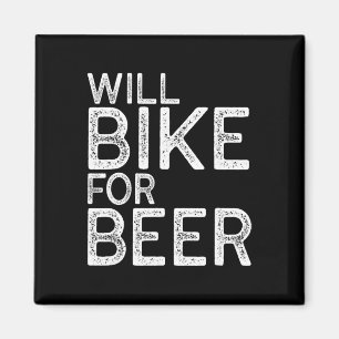 Will Bike For Beer Funny Mountain Biking Magnet