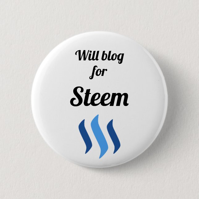 Will Blog For Steem 6 Cm Round Badge (Front)