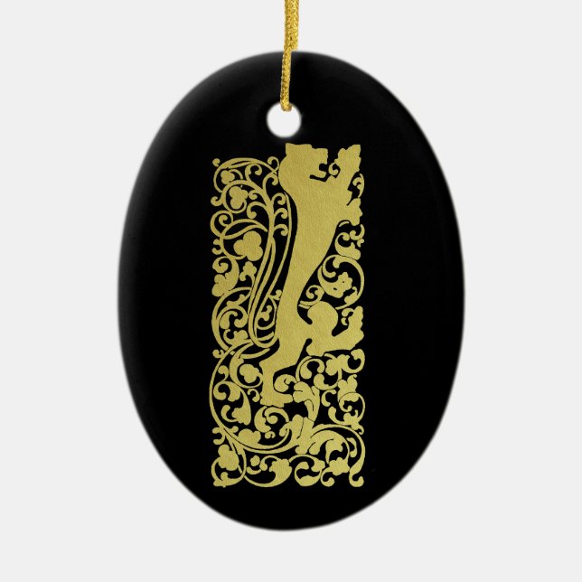 Will Bradley Heraldic Lion Ceramic Ornament (Front)