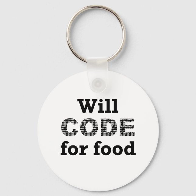 Will Code For Food Keychain (Front)