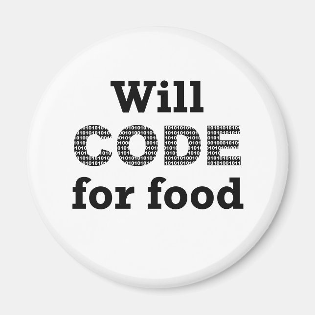 Will Code For Food Magnet (Front)