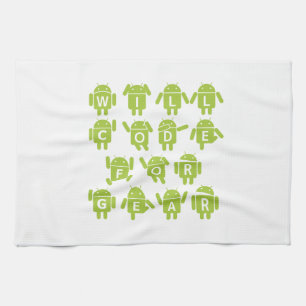 Will Code For Gear (Bugdroid Software Developer) Tea Towel