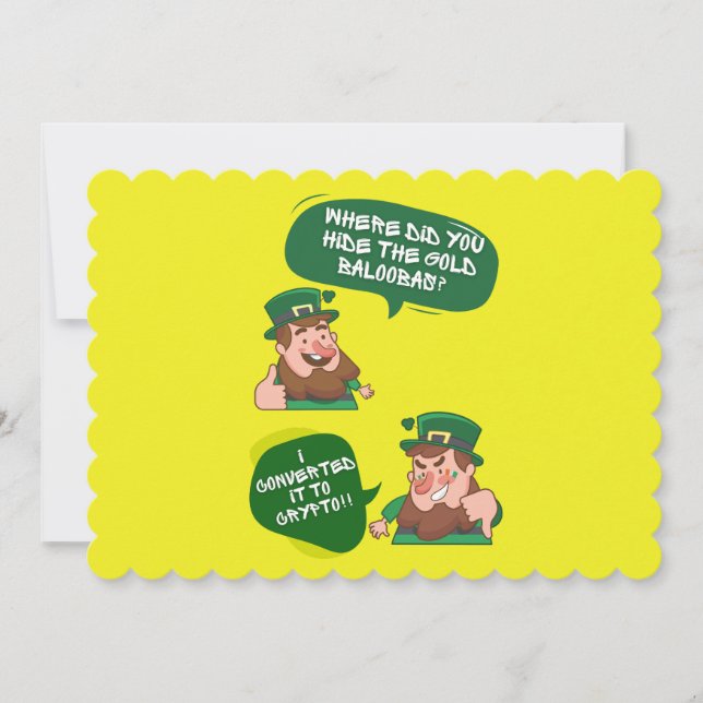 Will Convert the Gold to Crypto Funny St Patricks  Holiday Card (Front)