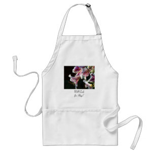 Will Cook for Hugs! aprons gifts Pink Lily Flowers