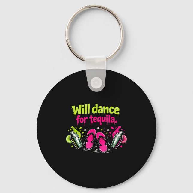 Will dance for party crew flip flops graphic Will  Key Ring (Front)