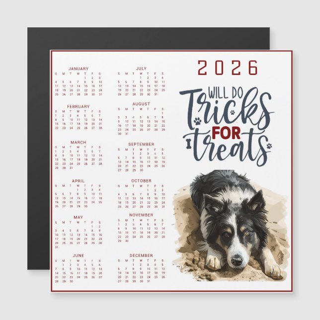 Will Do Tricks For Treats Dog Calendar (Front/Back)