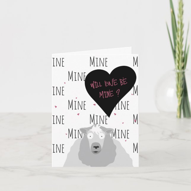 “Will Ewe Be Mine?” Funny Sheep  Love + Valentine  Holiday Card (Front)