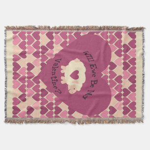 Will Ewe Be My Valentine? Heart background Throw Blanket