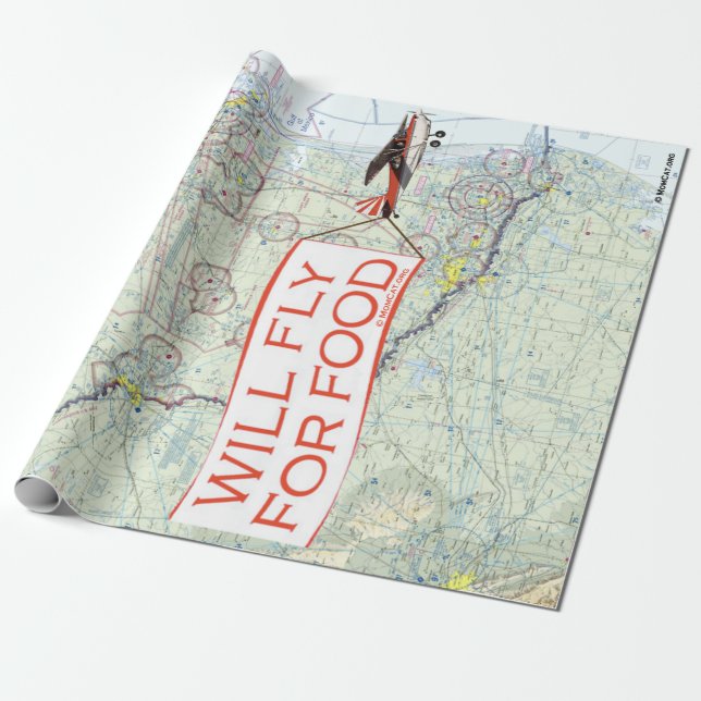 Will Fly for Food Wrapping Paper (Unrolled)