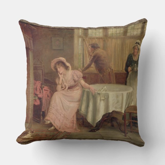 'Will He Come?' (oil on canvas) Cushion (Front)