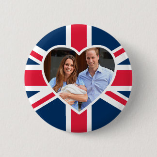 Will, Kate, Prince George - British Flag 6 Cm Round Badge