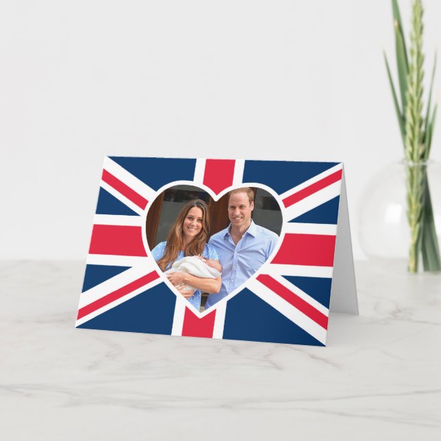 Will, Kate, Prince George - British Flag Card (Front)