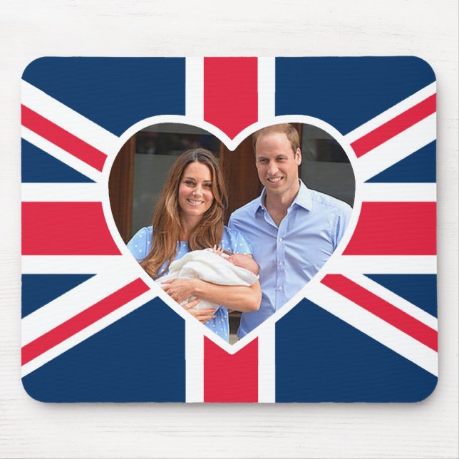 Will, Kate, Prince George - British Flag Mouse Pad (Front)