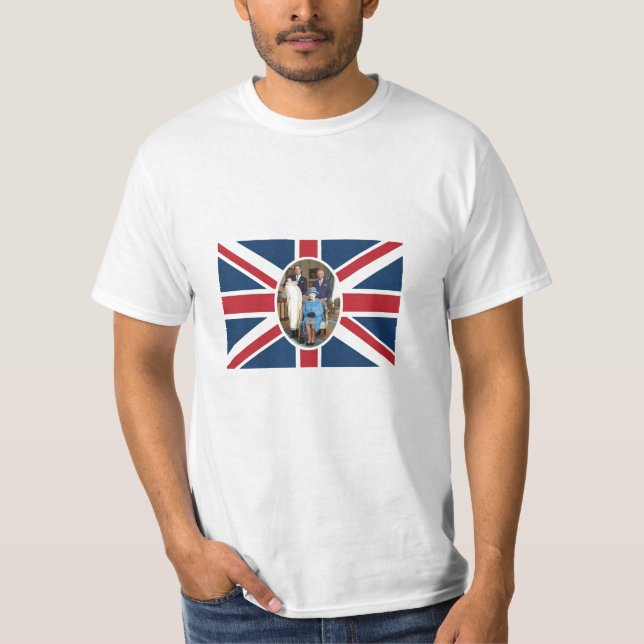 Will, Kate, Prince George - British Flag T-Shirt (Front)