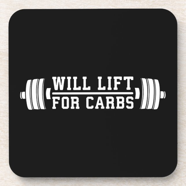 Will Lift For Carbs - Funny Novelty Workout Coaster (Front)