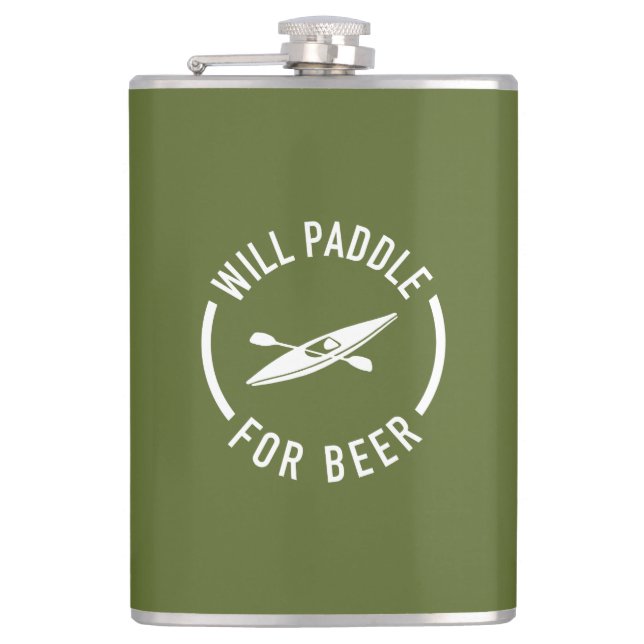Will Paddle For Beer Hip Flask (Front)