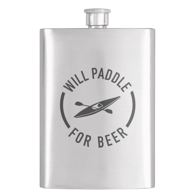 Will Paddle For Beer Hip Flask (Front)