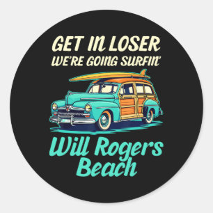 Will Rogers Beach California Surf Women Men Vintag Classic Round Sticker