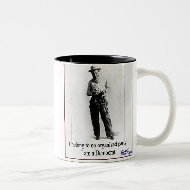 "Will Rogers - Democrat" Two-Tone Coffee Mug (Right)