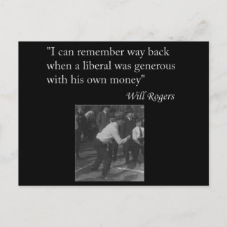 Will Rogers Quote "I can remember way back..." Postcard