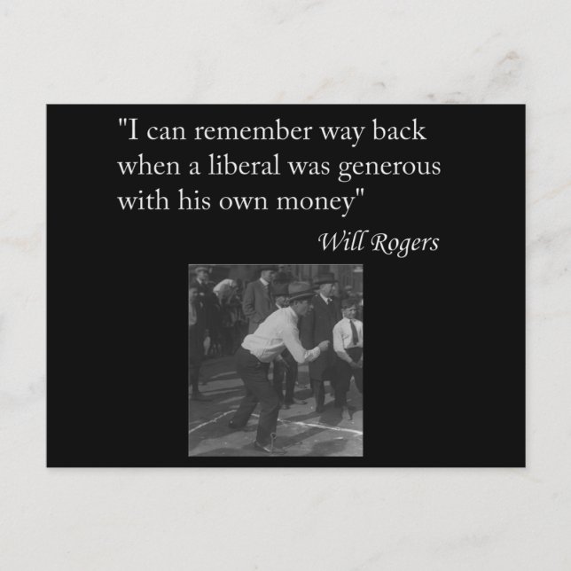 Will Rogers Quote "I can remember way back..." Postcard (Front)