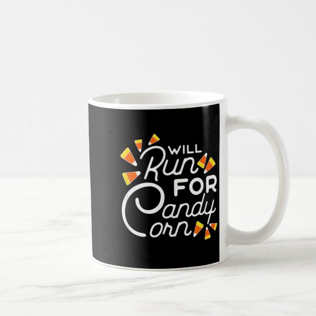 Will Run for Candy Corn Marathon Halloween Funny Coffee Mug (Right)
