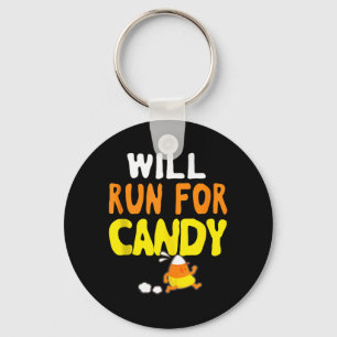 Will Run For Candy Funny Halloween Runner Graphic Key Ring