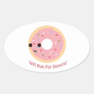 Will Run for Doughnuts Oval Sticker