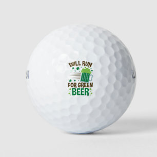 Will Run for Green Beer St Patricks Day Running Golf Balls