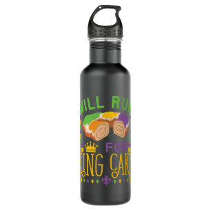 Will Run for King Cake Mardi Gras Running 710 Ml Water Bottle