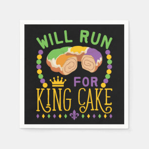 Will Run for King Cake Mardi Gras Running Napkin