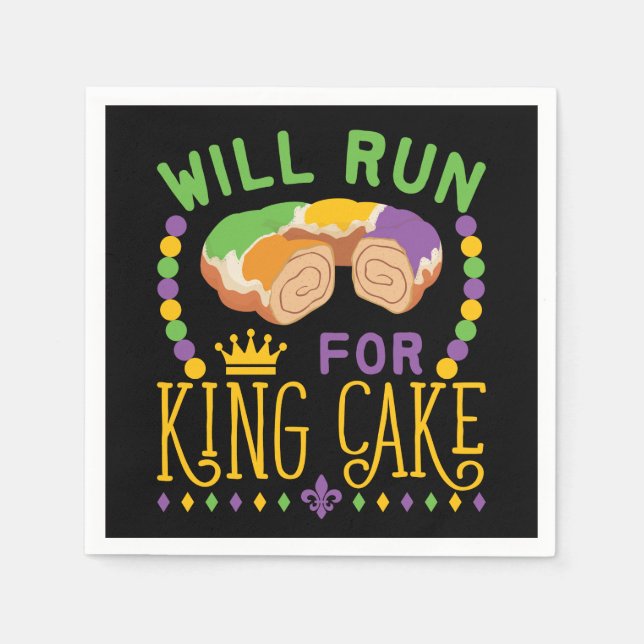 Will Run for King Cake Mardi Gras Running Napkin (Front)