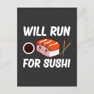 will run for sushi lover postcard