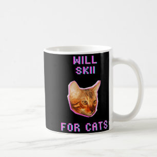 Will skiing for cats funny winter snow adventure coffee mug