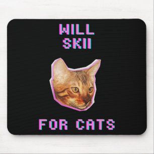 Will Skiing For Cats Funny Winter Snow Adventure  Mouse Pad