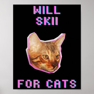 Will Skiing For Cats Funny Winter Snow Adventure  Poster