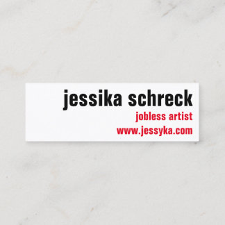 will think for salary artist bold red black mini business card