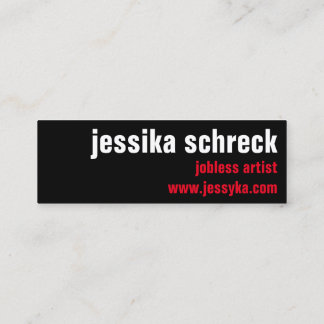 will think for salary hard contrast red black mini business card