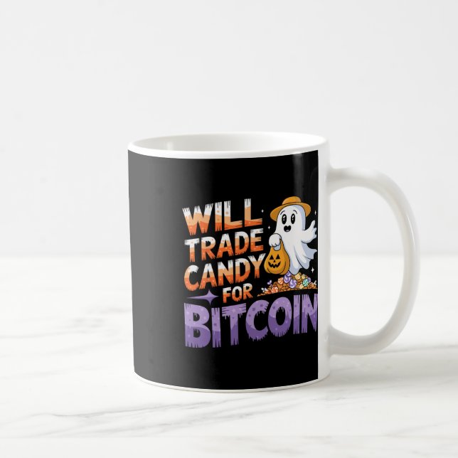 Will Trade Candy For Bitcoin - Funny Halloween Cry Coffee Mug (Right)