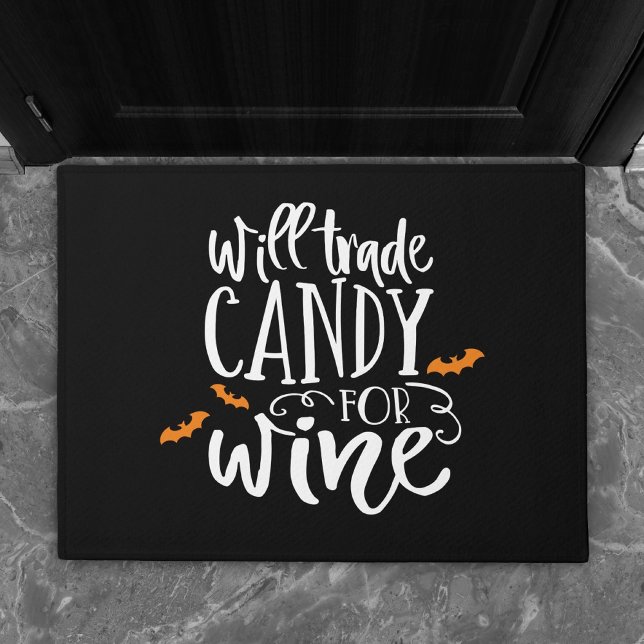 Will Trade Candy for Wine | Cute Halloween Humour Doormat (Creator Uploaded)