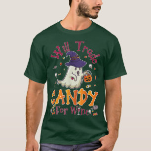 Will Trade Candy For Wine Lover Halloween Png 2298 T-Shirt
