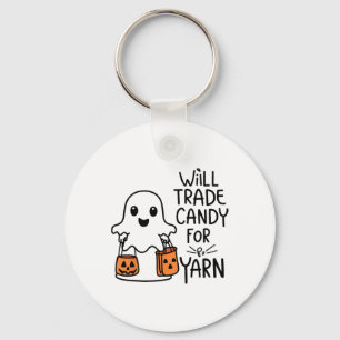 Will Trade Candy For Yarn Funny Halloween Boo Ghos Key Ring