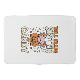 Will Trade Sister for Candy Axolotl Halloween Desi Bath Mat