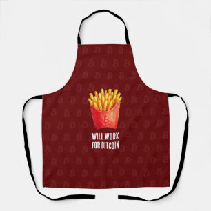 Will Work For Bitcoin (Red) Apron